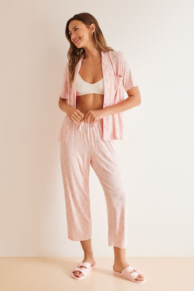 Womensecret Pijama camisero soft touch rosa Snoopy rosa