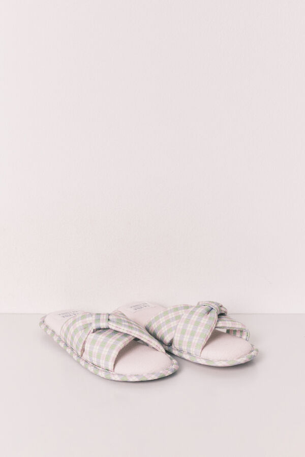 Women'secret Plaid knot slippers pink