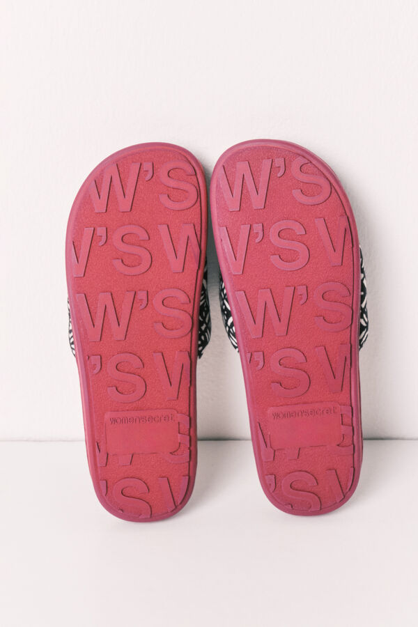 Women'secret Ethnic print cross-strap slippers grey