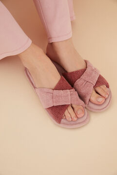 Womensecret Pink chenille crossover slippers pink