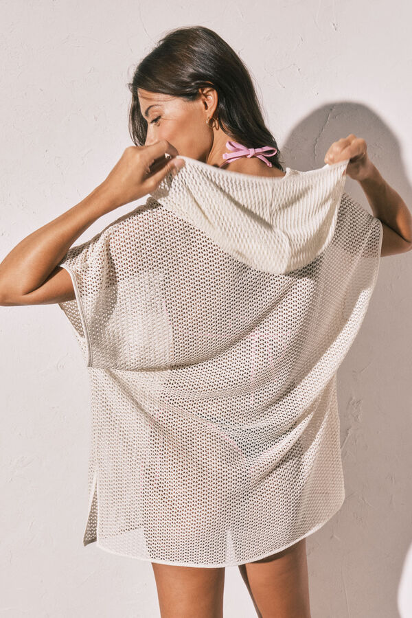 Women'secret Tunique courte &agrave; capuche effet r&eacute;sille beige beige