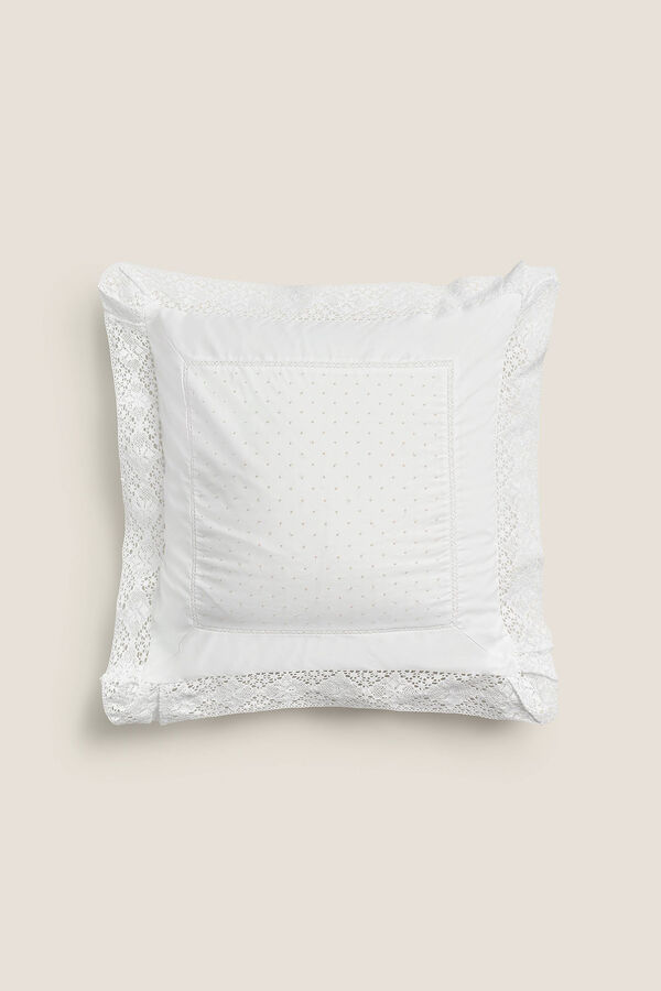 Womensecret Embroidered cotton cushion cover blanc