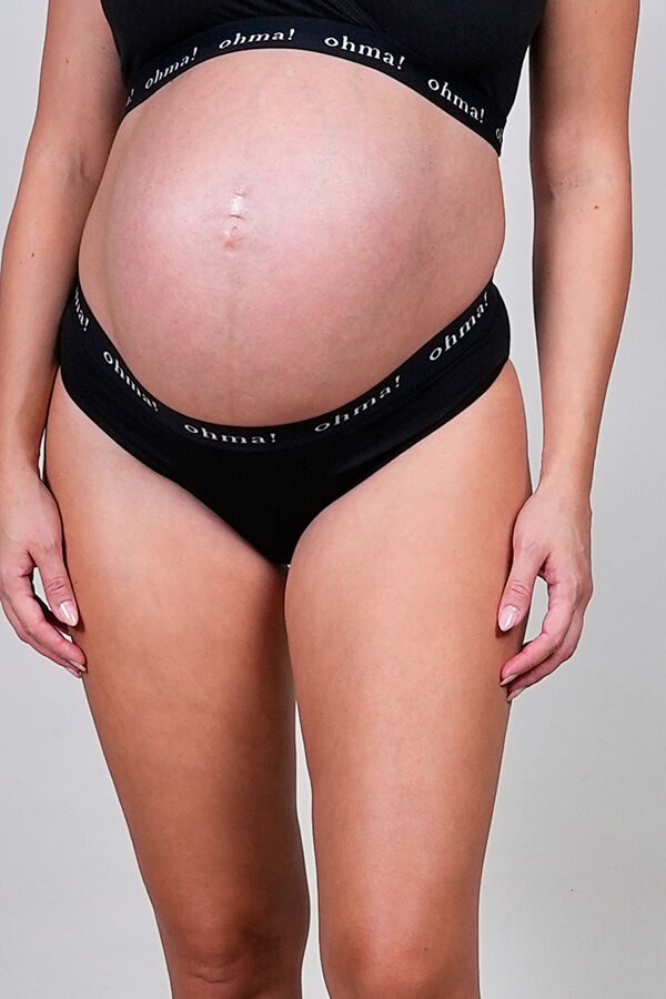 Womensecret Ohma! maternity panty in elasticated cotton noir