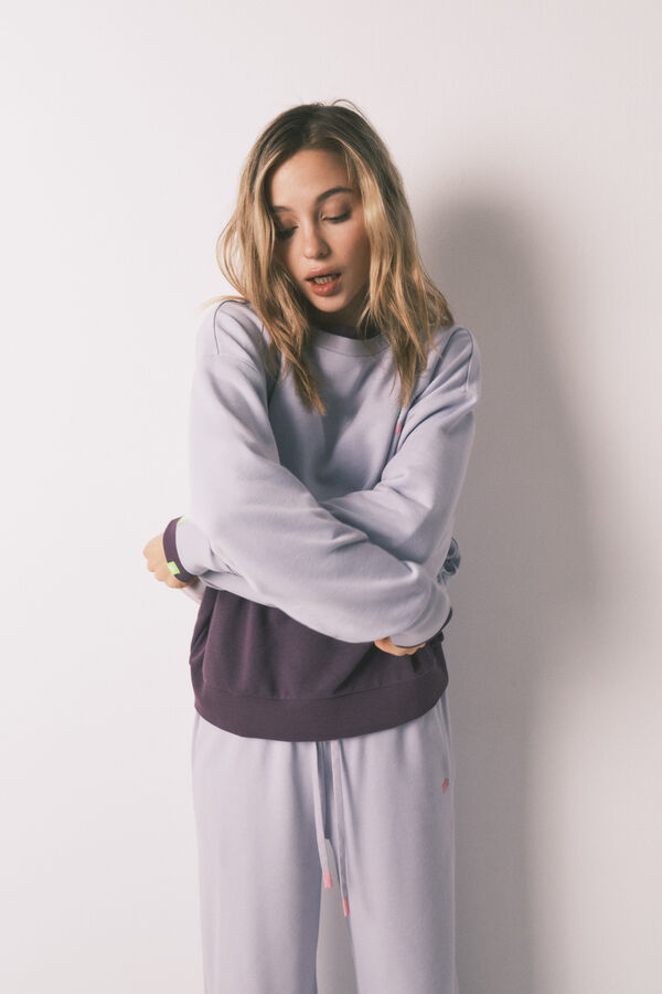 HI&BYE Lilac cotton fleece sweatshirt blue