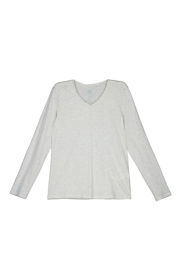 Womensecret T-shirt 100 % coton gris clair boutons gris