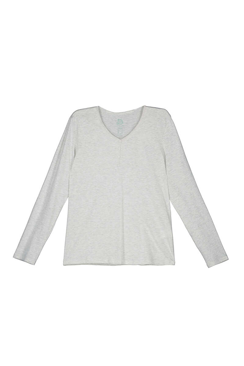 Womensecret Light grey 100% cotton T-shirt with buttons grey