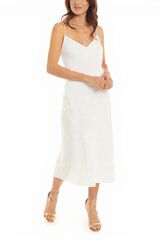 Ivette Bridal Satin basic midi nightgown beige
