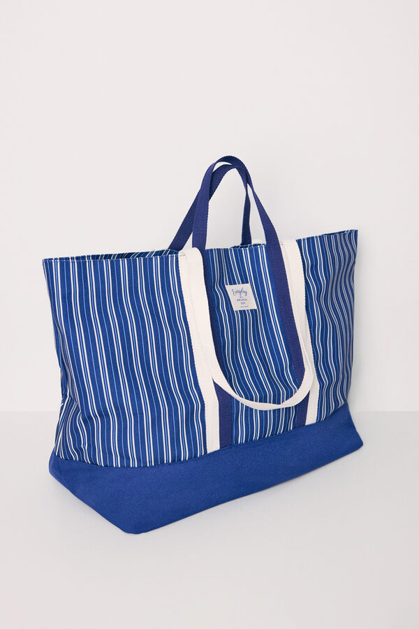 Womensecret Bolso grande canvas azul marino estampado