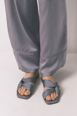 Women'secret Grayish blue satin flat sandals grey