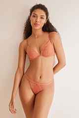 Womensecret Coral lace and microfibre tanga red