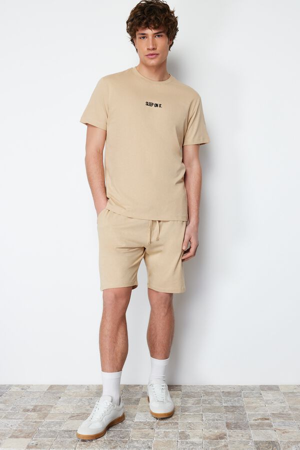 Trendyol Plain short pyjamas set brown