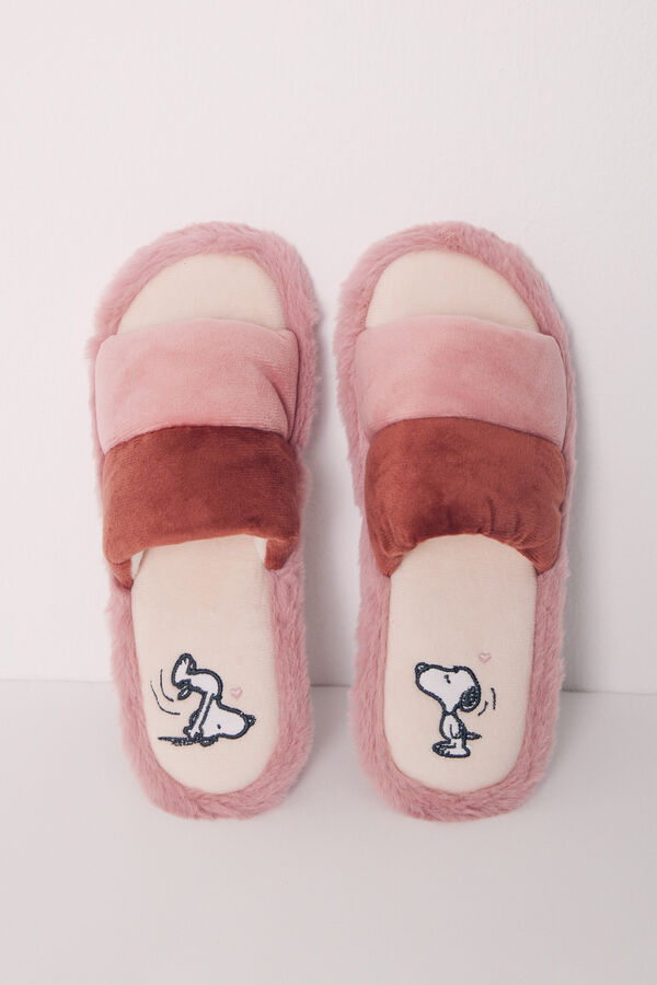 Womensecret Chinelo de casa aberta rosa Snoopy cru