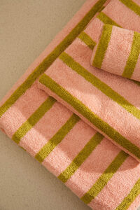 Calma House Toalla de tocador de algod&oacute;n de rizo a rayas rosas Saturno 30x50