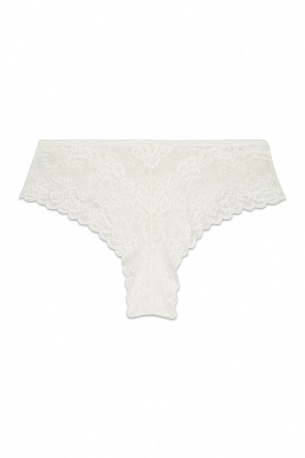 Women'secret Wide Brazilian white lace panty beige