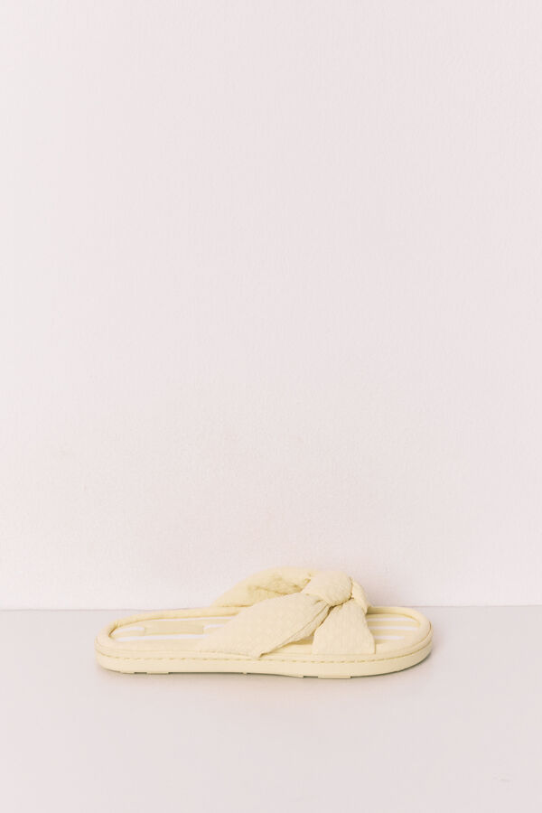 Women'secret Yellow volume bow slippers printed