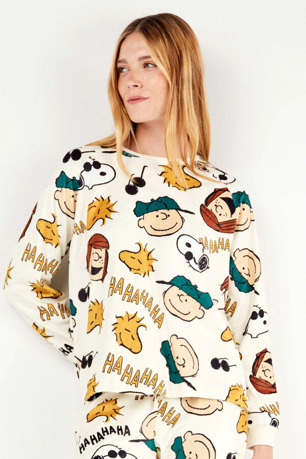 Gisela Conjunto de pijama de polar el&aacute;stica Peanuts branco