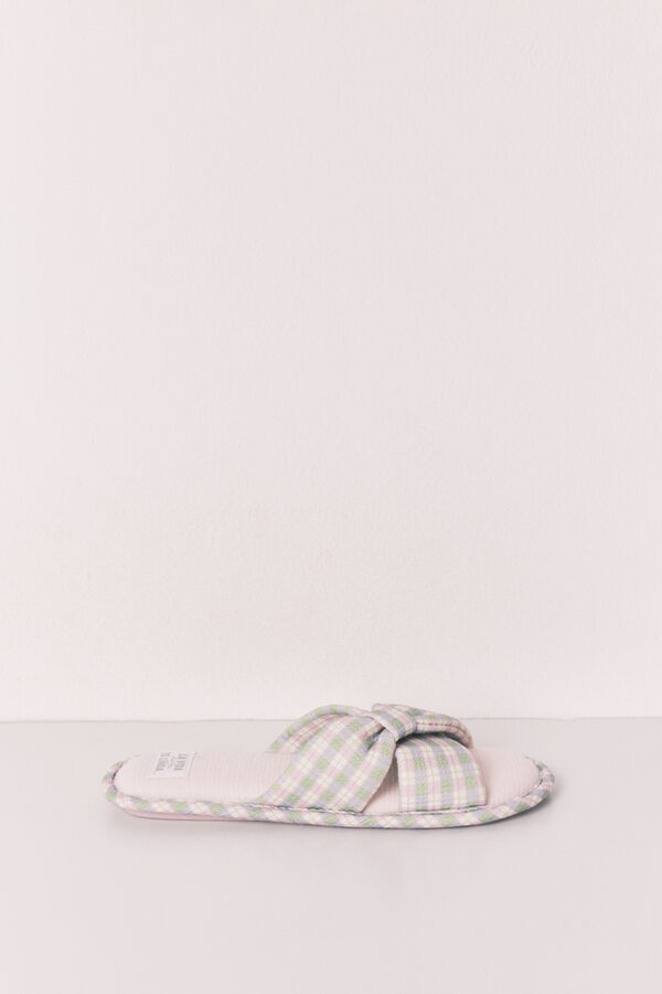 Women'secret Plaid knot slippers pink