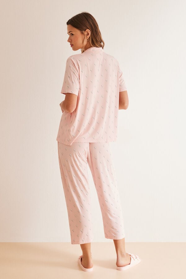 Womensecret Pijama camisero rosa súper soft Snoppy rosa