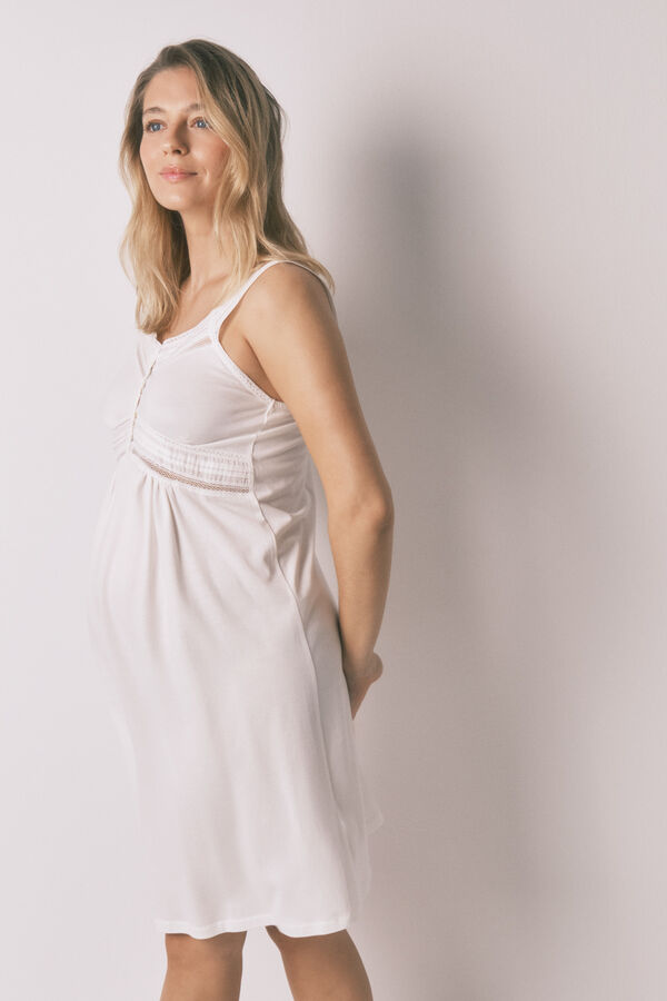Women'secret White cotton short nightgown maternity beige