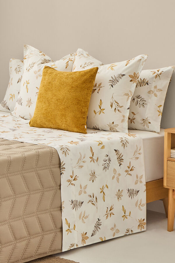 Textura S&aacute;bana algod&oacute;n hojas en rama estampado