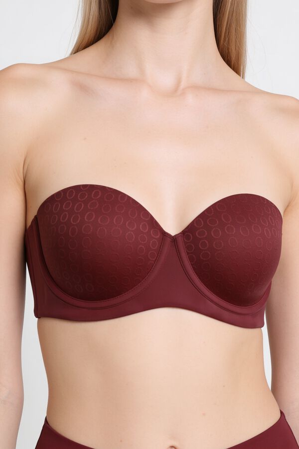 Gisela Monogram detachable capacity bandeau bikini top brown