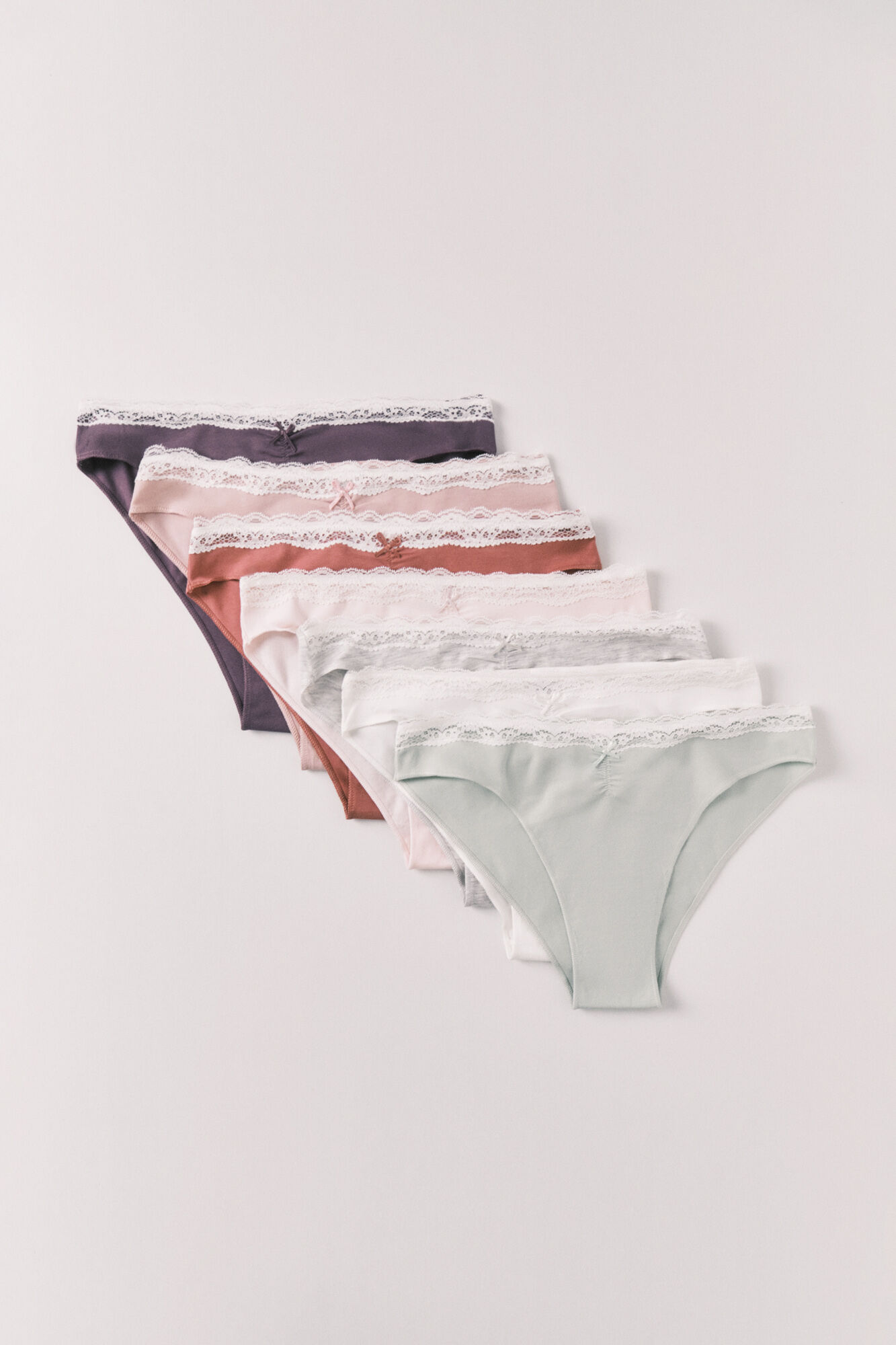 Women'secret 7-pack cotton lace and bow Brazilian panties"