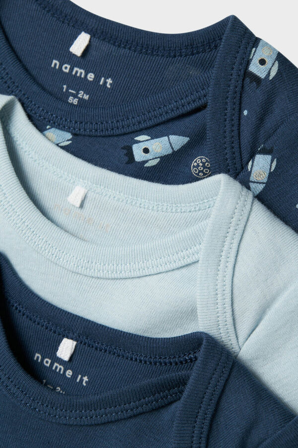 Name it Set of 3 baby boy space bodysuits blue
