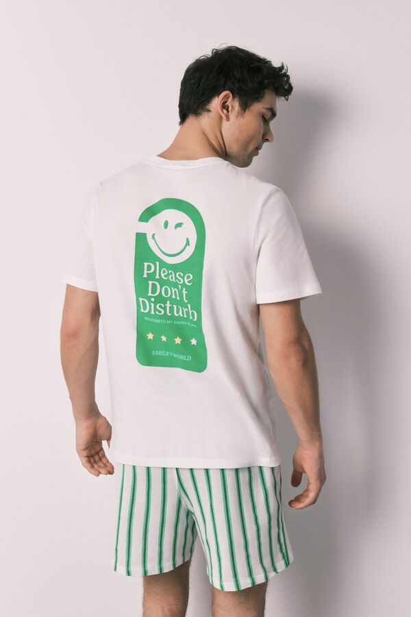 Women'secret Pyjama court pour homme en coton SmileyWorld&reg;  beige