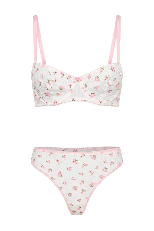 Trendyol Heart pattern knit underwear set white