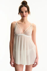 Penti Camis&oacute;n Babydoll con Encaje Marfil marfil