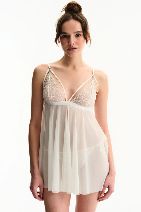 Penti Camis&oacute;n Babydoll con Encaje Marfil marfil