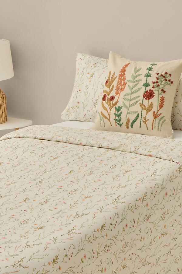 Textura Printed satin duvet case blanc