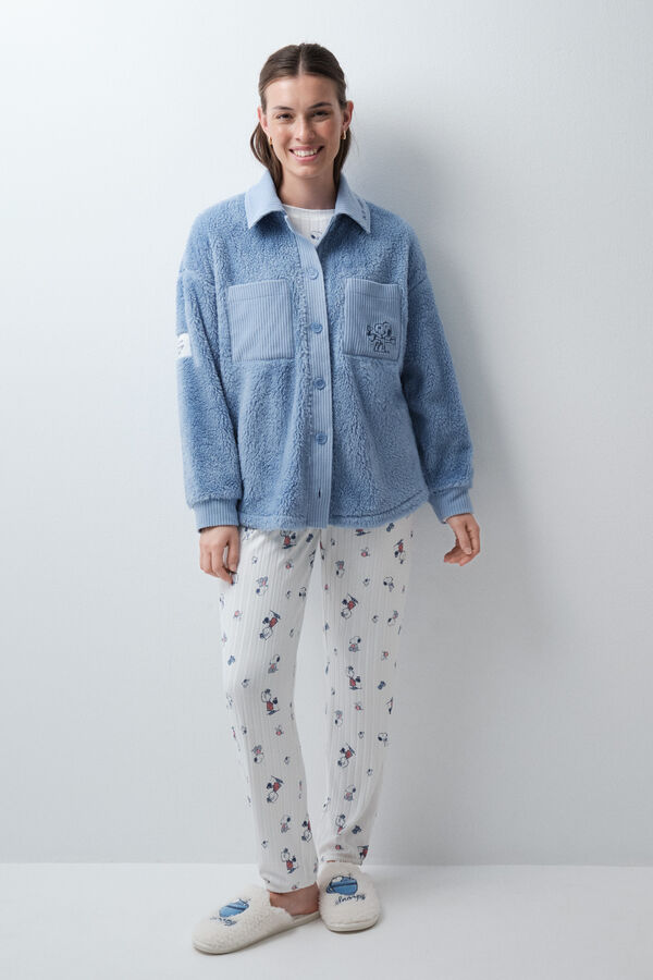 Women'secret Snoopy fluffy short robe blue