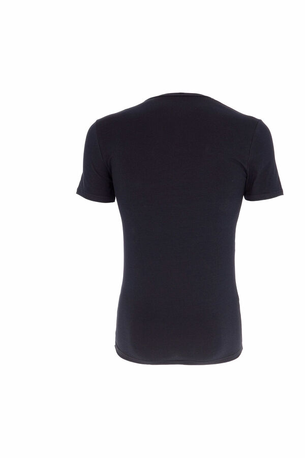 Cotonella Men's thermal short-sleeved V-neck T-shirt black
