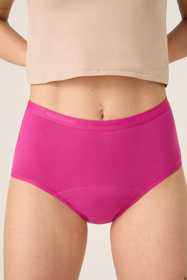 Womensecret Classic Spring Pink bamboo high waist period panties – heavy overnight absorption Fuksija