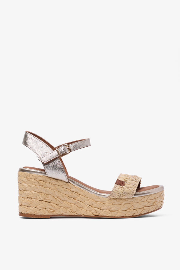 Popa Sakarun raffia low wedge sandal printed