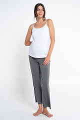 Ohma! Cal&ccedil;as b&aacute;sicas maternity largas de malha cinzento