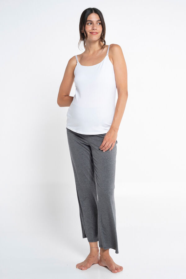 Ohma! Cal&ccedil;as b&aacute;sicas maternity largas de malha cinzento