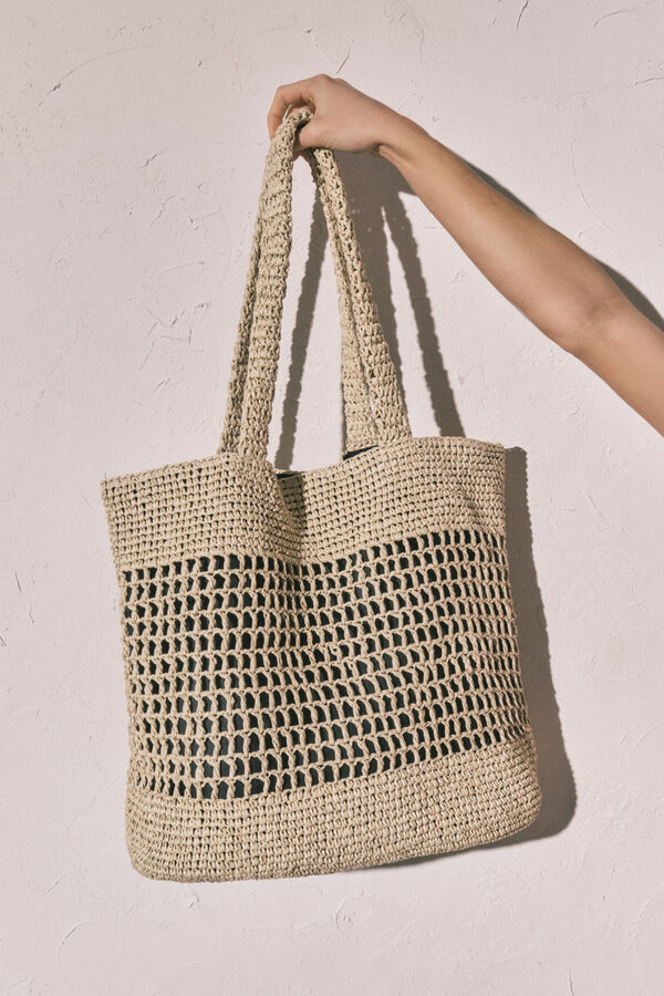 Women'secret Sac cabas en raphia orange nude