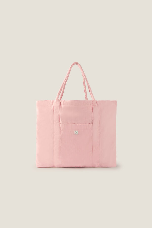 Womensecret Beach bag in cotton twill fabric rózsaszín