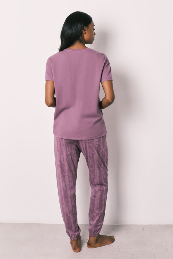 Women'secret Purple cotton short sleeve long pyjamas Snoopy pink