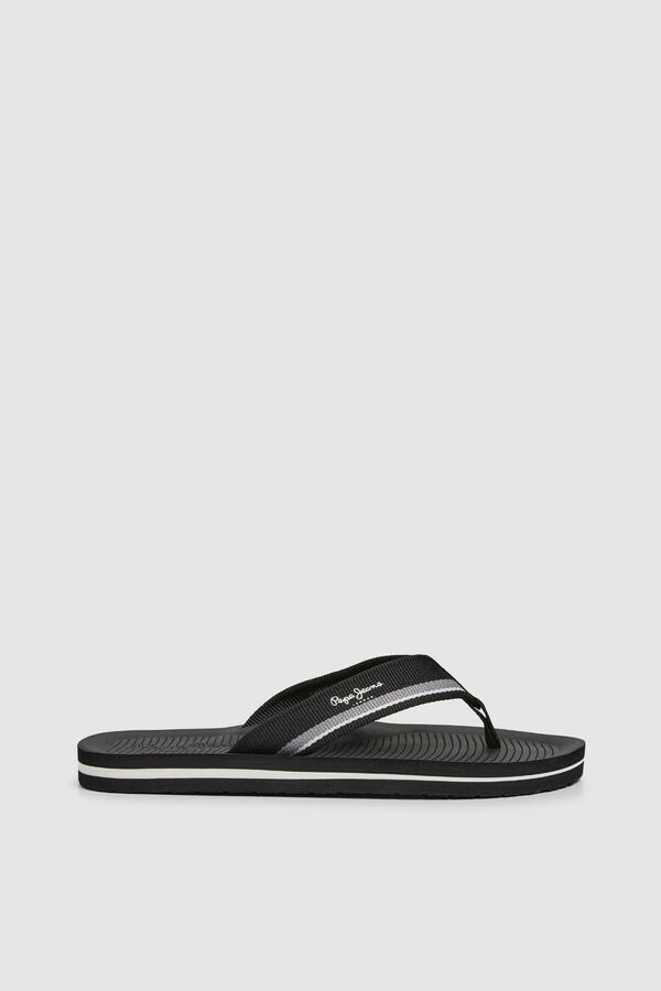 Pepe Jeans Striped two-tone fabric strap sandals black