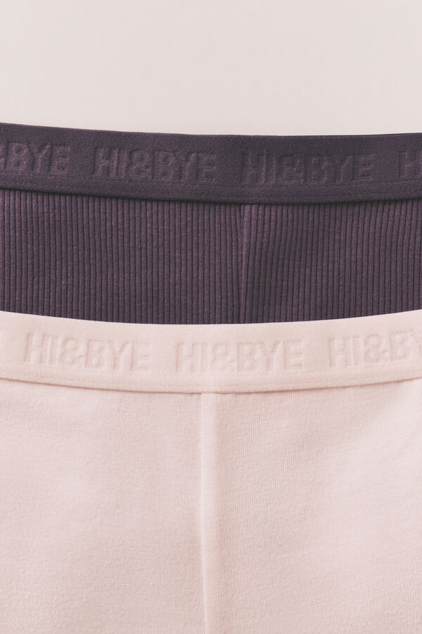 HI&BYE Purple and pink cotton boxer panties 2-pack white