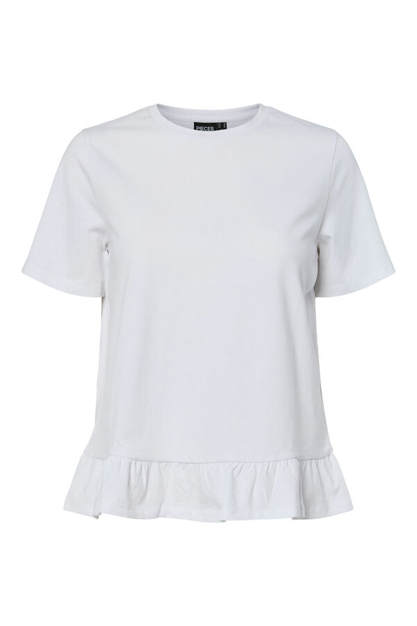 Pieces Volant-T-Shirt Wei&szlig;