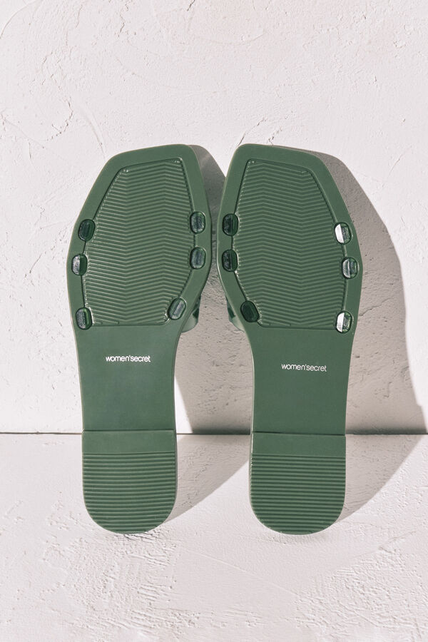 Women'secret Green jelly flat sandals beige
