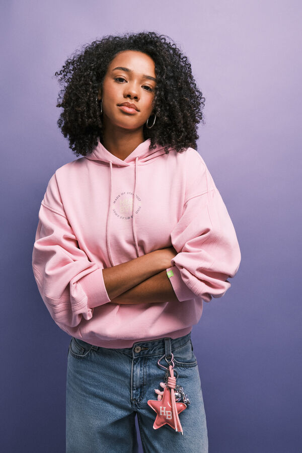 HI&BYE Pink fleece hooded sweatshirt pink