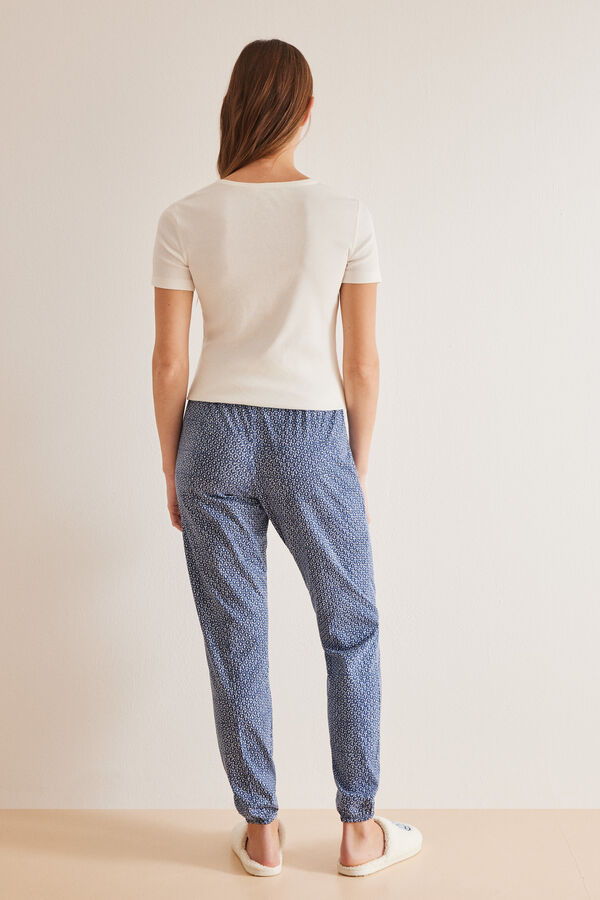 Womensecret Duge pantalone sa geometrijskim printom od 100% pamuka Print