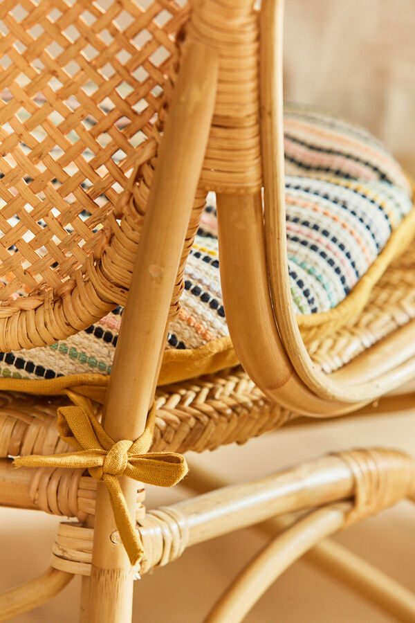 Womensecret Oran round cotton seat cushion with multicoloured woven stripes printed