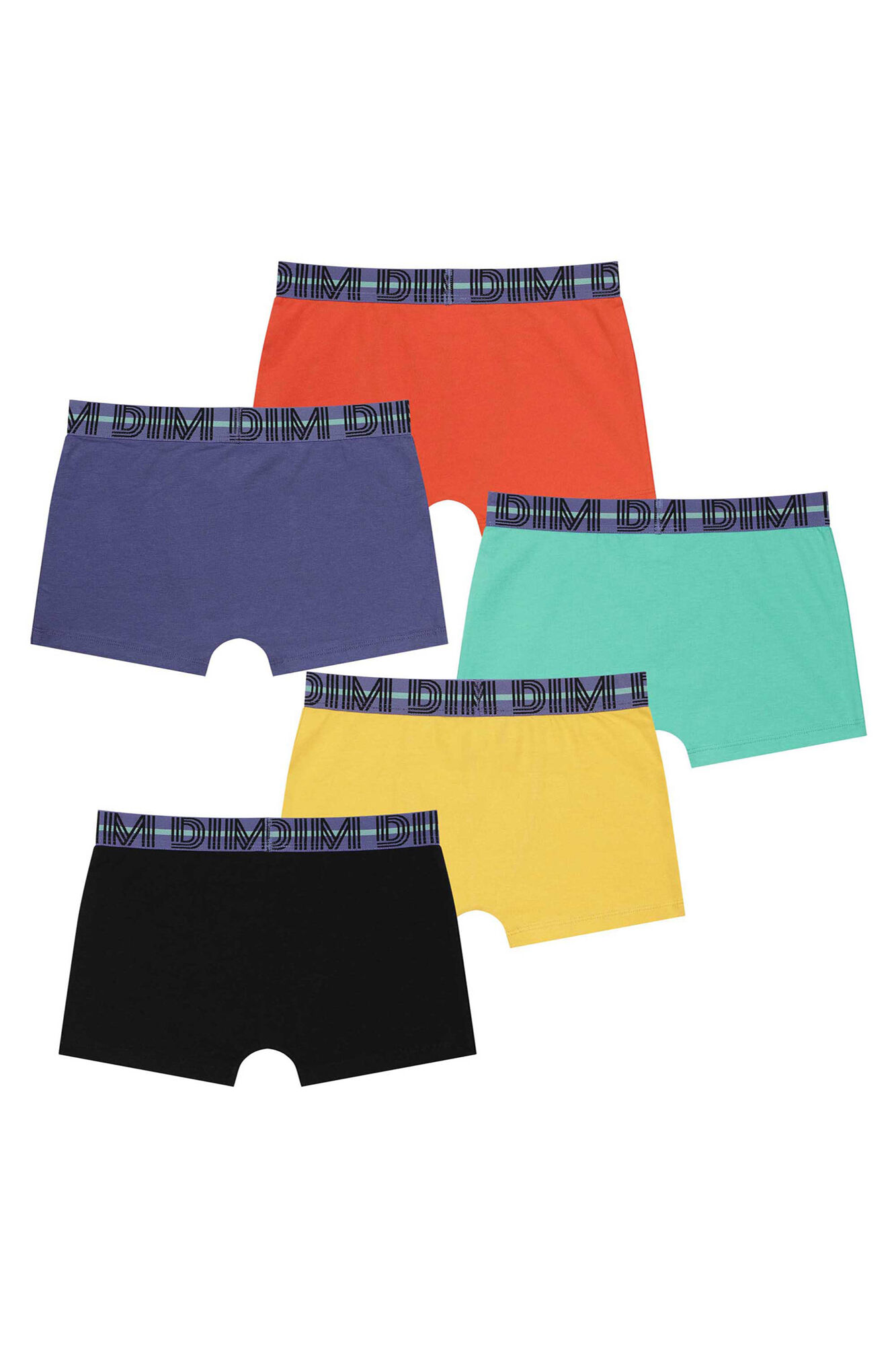 DIM Pack de 5 boxers de ni&ntilde;o de algod&oacute;n en varios colores