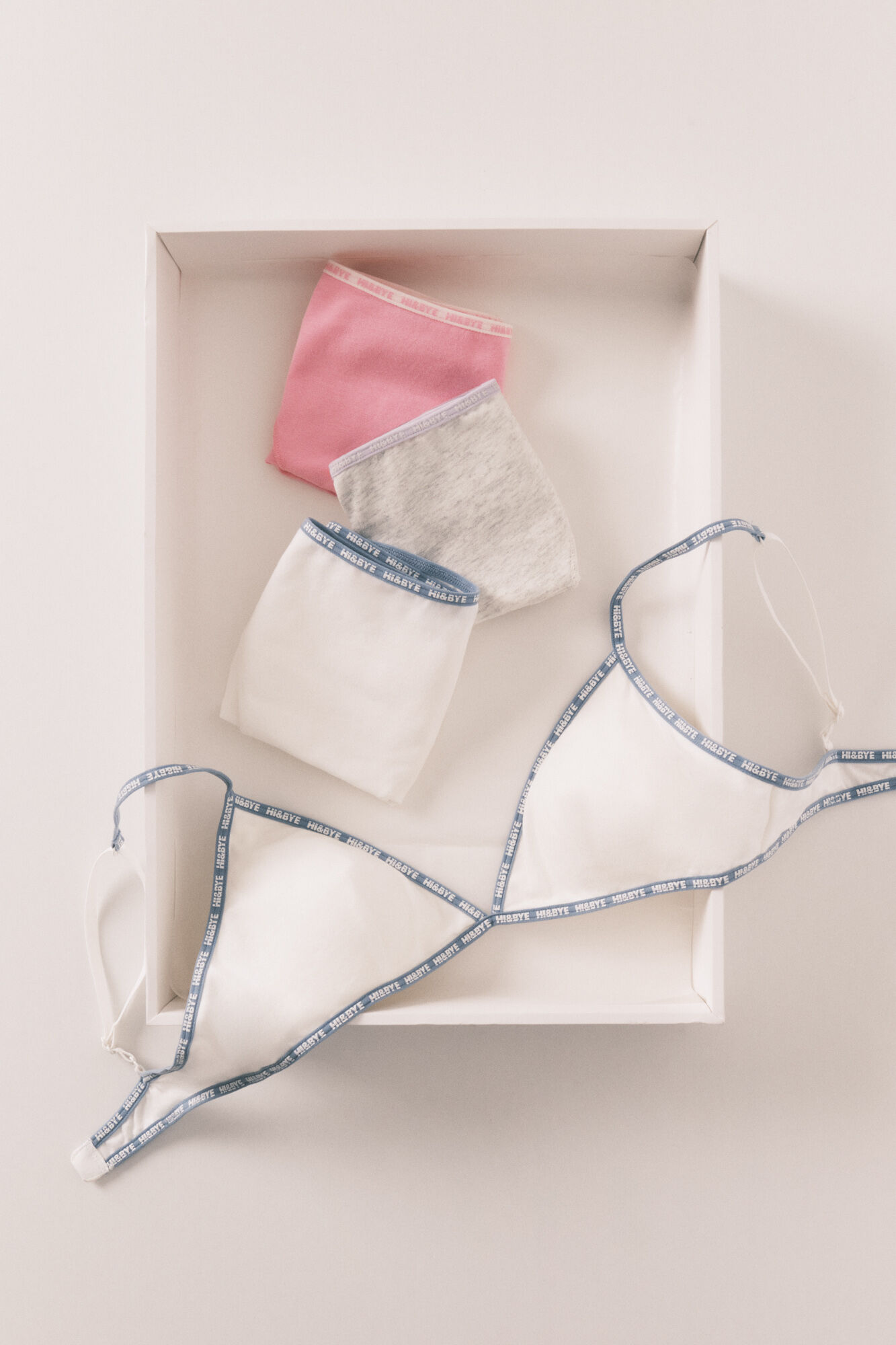 HI&BYE Grey, pink, white cotton classic pack of 3 panties
